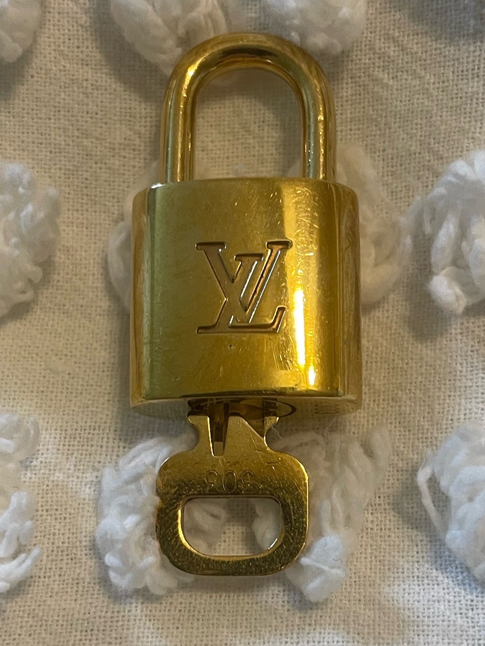 Louis Vuitton Gold-tone LV Monogram Padlock and Key #303